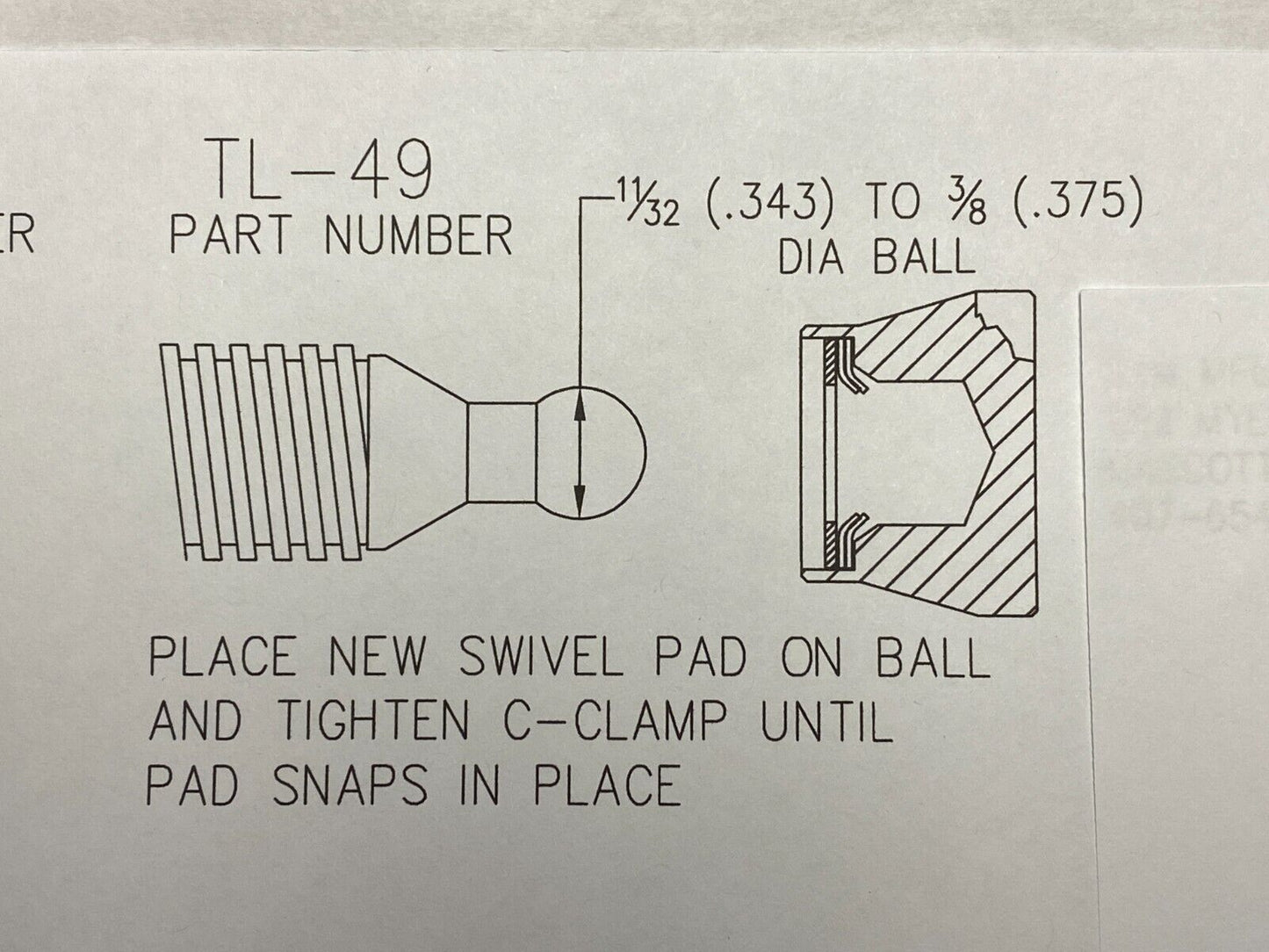 C-CLAMP Swivel Pad for BESSEY and Others 11/32" TO 3/8" BALL END